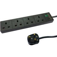 TARGET 2m 4 Gang Surge Protected LED Indicator UK Mains Extension - Bl