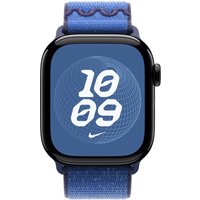 Apple Nike Sport Loop Band Blue Nylon. Recycled polyester. Spandex