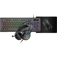 VIDA GAMER BLK 4IN1 USB KB MS HS KIT keyboard Mouse included Gaming QW