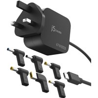 j5create JUP1565DC 67W GaN PD USB-C® Mini Charger with 6 Types of DC Connector-UK, Black