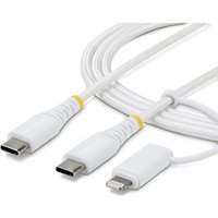 StarTech.com 2m (6ft) 2-in-1 Rugged USB-C Charging Cable with Lightnin