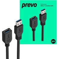 PREVO USBM-USBF-3M-3.0 USB cable USB 3.2 Gen 1 (3.1 Gen 1) USB A Black