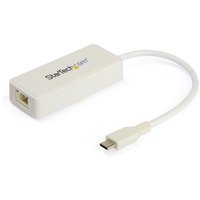StarTech.com USB C to Gigabit Ethernet Adapter w/USB A Port - White 1G