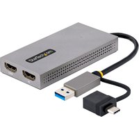 StarTech.com USB to Dual HDMI Adapter. USB A/C to 2x HDMI Displays (1x