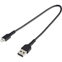 StarTech.com 12inch (30cm) Durable Black USB-A to Lightning Cable - He