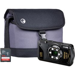 Pentax WG-8 20MP 5X Zoom Tough Compact Camera - Black - Camera + 64GB