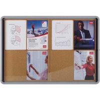 Nobo Premium Plus Cork Lockable Notice Board Sliding Door 12xA4