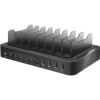 LogiLink USB-A/C Desktop charger. 120 W. 10-port. 4x USB-A (QC). 6x US