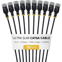 StarTech.com 15cm Black Ultra Slim Cat6A Ethernet Cable. 10 pack. UTP.
