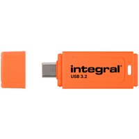 Integral Neon-C 64GB USB-C 3.2 GEN1 DRIVE (USB3.1 USB3.0) ORNG UP TO R