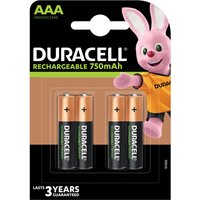 Duracell Rechargable Pack of 4 AAA 750mAh Rechargeable Batteries