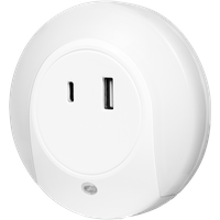 LogiLink LED night light. twilight sensor. 1x USB-A. 1x USB-C. 18W