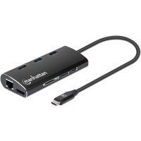 Manhattan USB-C Dock/Hub with Card Reader. Ports (x6): Ethernet. HDMI.
