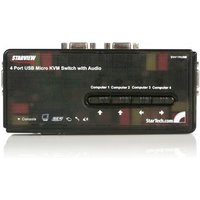 StarTech.com 4 Port Black USB KVM Switch Kit with Cables and Audio