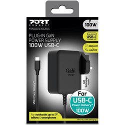 Port Designs Power Supply Gan 100W - Type C - Plug In - Uk Port Designs Power Supply Gan 100W - Type C - Plug In - Uk