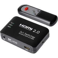 Maplin Hdmi Switch 3 Ports In 1 Port Out Ultra Hd 4K@60Hz With Remote