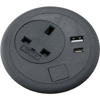 POWERDATA COMBO BLACK 80MM UK POWER - DUAL A&C USB