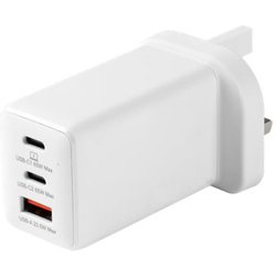 Estuff Home Charger USB-C Pd 67W Gan Uk Plug - White - 100% Recycled P