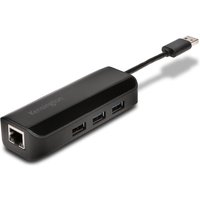 Kensington UA3000E USB 3.0 Ethernet Adapter & 3-Port Hub — Black