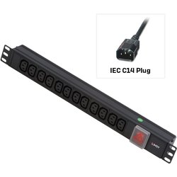Lindy 1U 12 Way Iec Sockets. Horizontal Pdu With Iec Mains Cable Lindy 1U 12 Way Iec Sockets. Horizontal Pdu With Iec Mains Cable