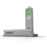 Lindy USB Type C Port Blocker Key - Pack of 4 Blockers. Green