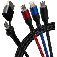 Maplin USB-C & USB-A to USB-C / Lightning / Micro USB 3-in-1 Braid
