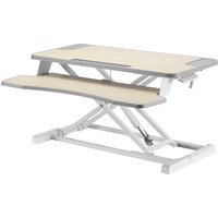 ProperAV Stand Up Desk Converter Two Tier Worktop Gas Spring Lift Vari