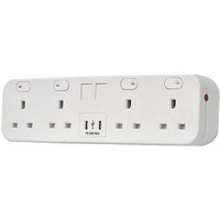 POWERDATA WHITE DESKTOP 4X POWER. 2X MS - DUAL USB C CHARGER - 65W