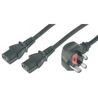 FDL 2M UK MAINS Y CABLE - UK PLUG TO 2 X IEC C13 IEC SOCKETS