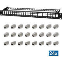LogiLink Modular 24-port Cat.6A keystone panel. 19"/1U. black. Pr