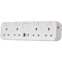 POWERDATA WHITE DESKTOP 4X POWER. 2X MS - DUAL USB A&C CHARGER - 1