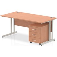 Dynamic Impulse 1600 x 800mm Straight Desk Beech Top with Mobile Pedes