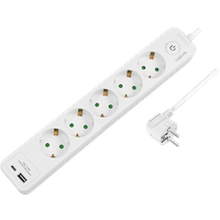 LogiLink Outlet Strip. 5 safety sockets. w/ 1x USB-A. 1x USB-C Port. w