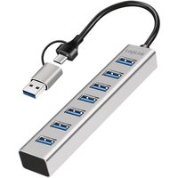 LogiLink USB 3.0 hub. 4x USB-A. 5 Gbit/s. 2-in-1 connection cable. sil