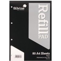 Silvine A4 Refill Pad Plain 160 Pages Black (Pack 6) - A4RPP