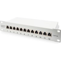 Digitus CAT 6A Patch Panel. shielded. 12-Port. 1HE. 10". grey