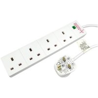 TARGET 5m 4 Gang Surge Protected LED Indicator UK Mains Extension - Wh