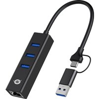 Conceptronic DONN07BA USB to Gigabit Network Adapter with 3-Port USB H