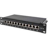 Digitus CAT 6A Patch Panel. shielded. 12-Port. 1HE. 10". black