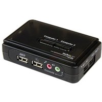StarTech.com 2 Port Black USB KVM Switch Kit with Audio and Cables