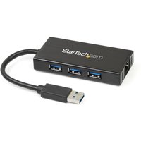 StarTech.com 3-Port Portable USB 3.0 Hub plus Gigabit Ethernet - 5Gbps