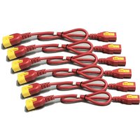 APC Power Cord Kit (6 ea). Locking. C13 to C14. 1.2m. Red