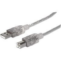 Manhattan USB-A to USB-B Cable. 5m. Male to Male. Translucent Silver.