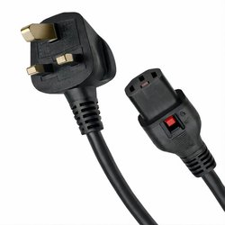 Fdl 2M Uk Mains Cable - Uk Plug To Locking Iec C13 Socket