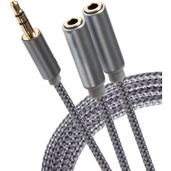 Maplin 3.5Mm Aux Stereo 3 Pole Trs Jack Plug To Twin 3.5Mm Female Jack