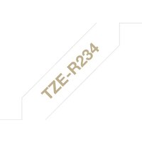 Brother TZE-R234 DirectLabel gold on white non adhesive textil 12mm x
