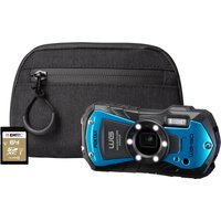 Pentax WG-90 16MP 5x Zoom Tough Compact Camera - Blue - Camera + 64GB