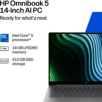 HP OmniBook 5 AI 14" Laptop (E7PL1EA) - Intel Core 5 320, 8GB RAM, 512GB SSD, Windows 11 Home