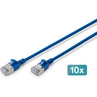 Digitus CAT 6A F-FTP Slim patch cord. 2 m. blue. 10 pieces