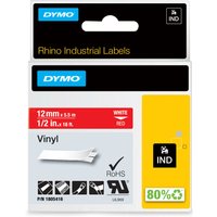 Dymo 1805416 Ribbon Vinyl white on red 12mmx5.5m for Dymo Rhino 6-12mm